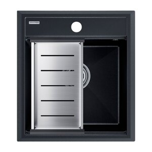 Изображение товара Мойка кухонная Paulmark Stepia 45 PM114651-BLM+A375-BS черный металлик