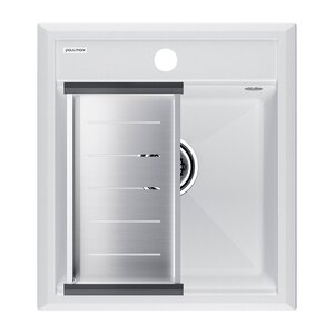 Изображение товара Кухонная мойка Paulmark Stepia PM114651-WH+A375-BS 45 см искусственный камень