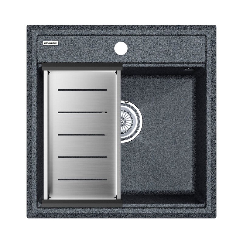 Изображение товара Кухонная мойка Paulmark Stepia PM115051-DG+A375-BS из искусственного камня с коландером 50 см