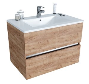 Изображение товара Тумба под раковину Sanvit Кубэ-2 75 см подвесная дуб с системой плавного закрывания