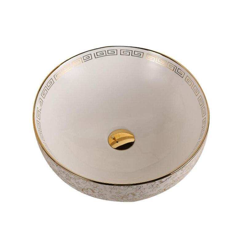 Изображение товара Раковина Milleau Boutique MU0098-EWS, 41 см, фарфор, цвет белый/золото