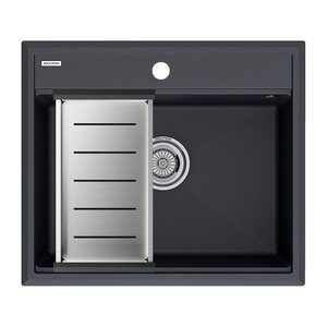 Изображение товара Мойка кухонная Paulmark Stepia PM115951-AN+A375-BS 60 см искусственный камень антрацит