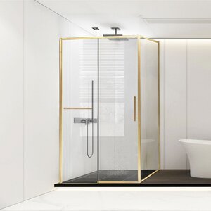 Изображение товара Душевой уголок Vincea Slim Soft VSR-1SS9015CLG, 150 x 90 см, стекло прозрачное, профиль брашированное золото