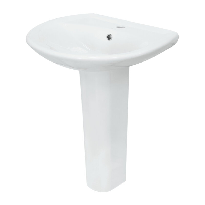 Изображение товара Раковина Sanita Аттика 55 см белая фарфор угловая с переливом и отверстием под смеситель