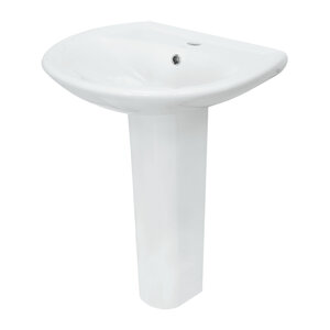 Изображение товара Раковина Sanita Аттика 55 см белая фарфор угловая с переливом и отверстием под смеситель