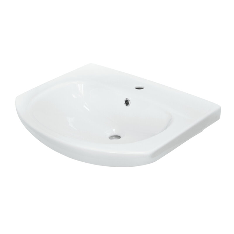 Изображение товара Раковина Sanita Лагуна WB.FN 65 см фарфор белая с переливом и отверстием под смеситель