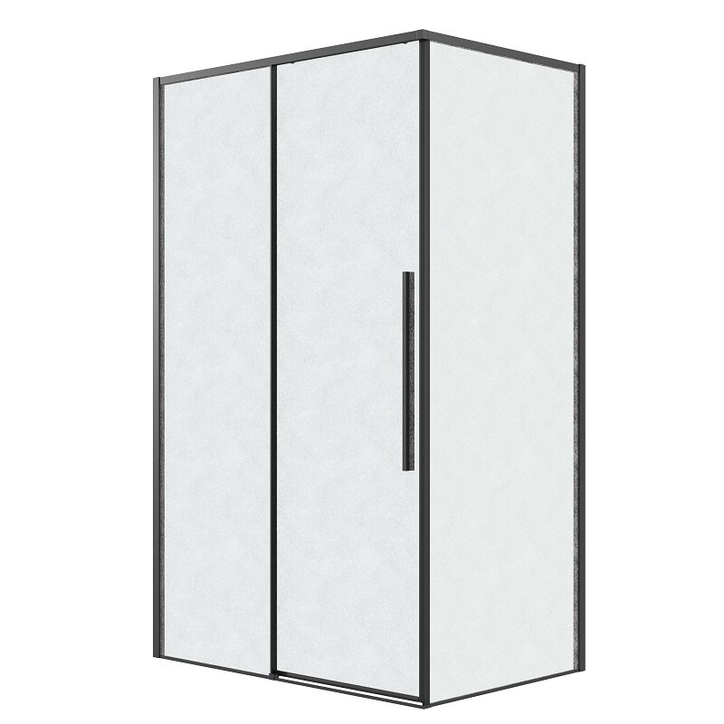 Изображение товара Душевой уголок Grossman Galaxy 110x80 см с черным матовым профилем и стеклом шиншилла