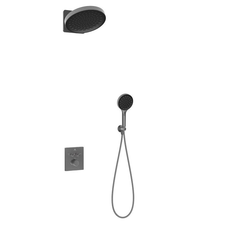 Изображение товара Душевая система Vincea Inspire VSFW-3I21MT3GM, термостатическая, воронёная сталь, gunmetal