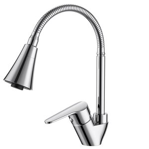 Изображение товара Полимерный смеситель Voda Breeze BZ519flex для кухонной мойки, с гибким изливом, цвет хром