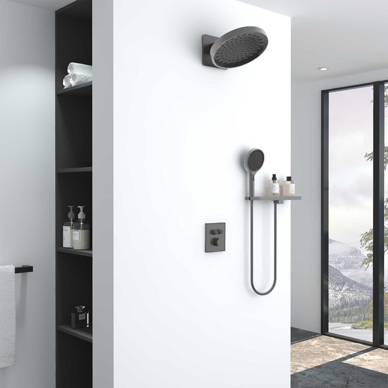 Изображение товара Душевая система Vincea Inspire VSFW-3I21MT3RGM термостатическая вороненая сталь Gunmetal