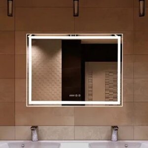 Изображение товара Зеркало Silver Mirrors Livia ФР-00001383, 80 х 60 см, с LED-подсветкой, сенсорным выключателем, с подогревом, часы, цвет белый