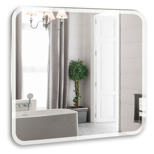 Изображение товара Зеркало Silver Mirrors Стив ФР-00001650, 100 x 80 см, с LED-подсветкой, сенсорный выключатель, подогрев, часы, цвет белый