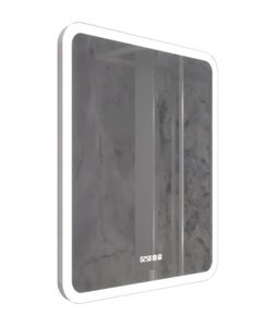 Изображение товара Зеркало Silver Mirrors Стив LED-00002843, 60 x 70 см, с LED-подсветкой, сенсорный выключатель, подогрев, часы, цвет белый