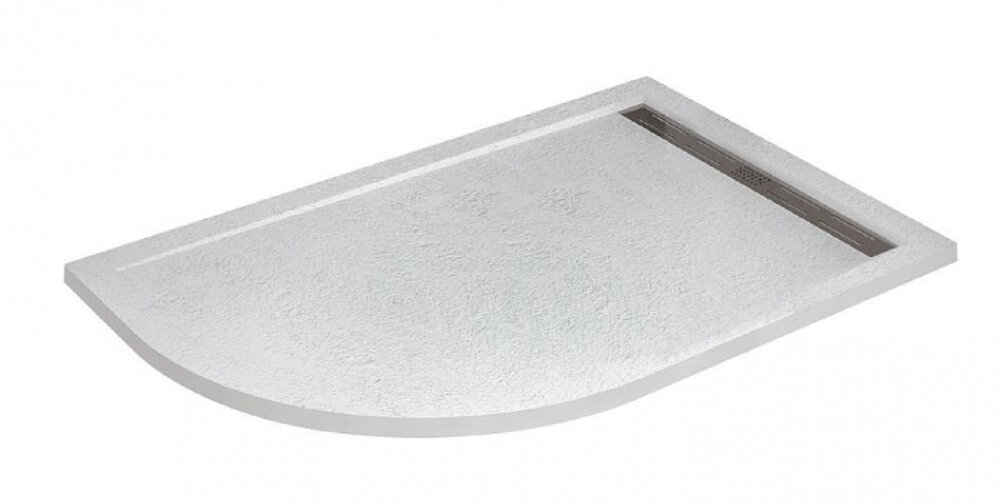 Изображение товара Душевой поддон Cezares Tray-AS-RH-120/80-30-W-R, 80 см, асимметричный, искусственный камень, белый