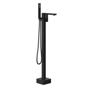 Изображение товара Смеситель напольный Grossman Falcon с душевым гарнитуром черный матовый