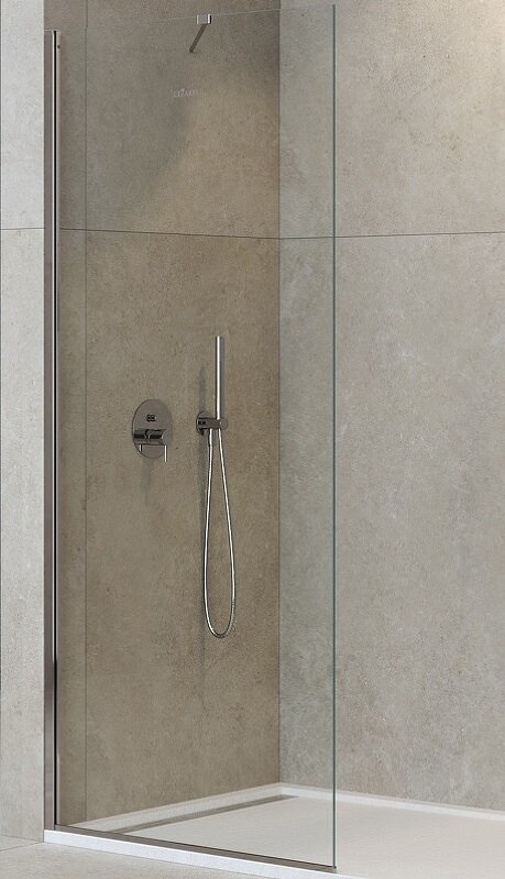 Изображение товара Душевая стенка со свободным входом Cezares Liberta-L-1-TB-110-C-Cr, 110 см, угловой кронштейн 70 см, стекло прозрачное, профиль хром