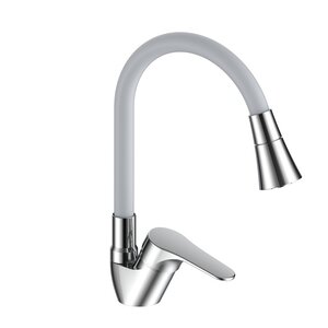 Изображение товара Смеситель Voda Lucky LY 519F для кухонной мойки, гибкий излив, цвет хром/серый матовый