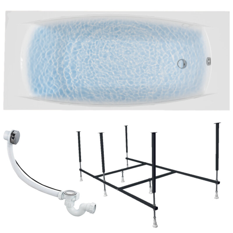 Изображение товара Акриловая ванна 173x75 см 1MarKa Pragmatika с каркасом и сливом белая