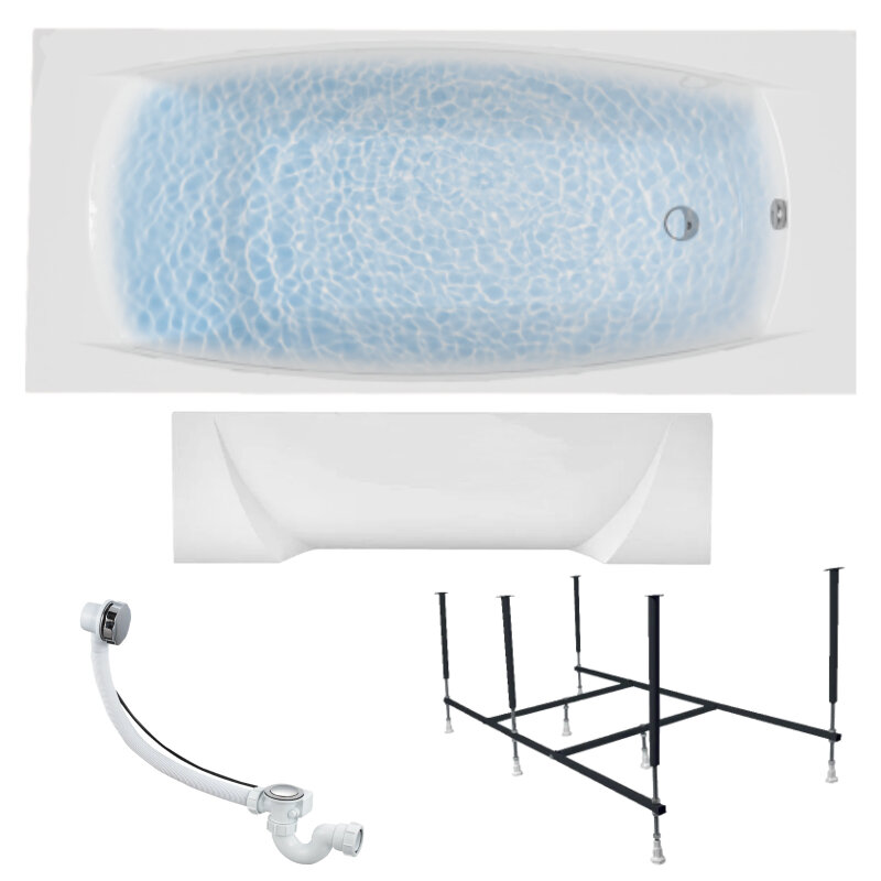 Изображение товара Ванна акриловая 1MarKa Pragmatika 01пр17375кп, 173 x 75 см, каркас, слив-перелив, панель, цвет белый Изображение товара Ванна акриловая 1MarKa Pragmatika 01пр17375кп, 173 x 75 см, каркас, слив-перелив, панель, цвет белый