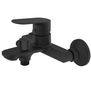 Изображение товара Стильный смеситель для ванны и душа Voda Shore Black SHR54B черный с душевым гарнитуром