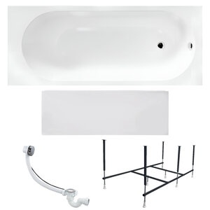 Изображение товара Ванна акриловая 1MarKa Atlas 01атл1570кп, 150 x 70 см, каркас, слив-перелив, панель, цвет белый