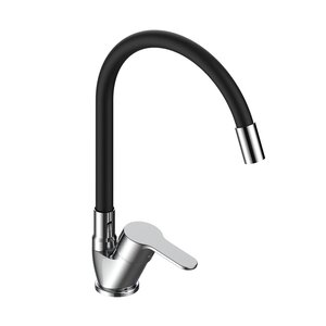Изображение товара Смеситель Voda Tide TD519B для кухонной мойки, гибкий излив, цвет хром/черный