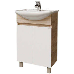 Изображение товара Тумба под раковину Grossman Поло-55, 105501-1, 51 см, напольная, белый глянец/дуб сонома светлый