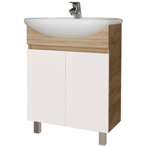 Изображение товара Тумба под раковину Grossman Поло-60 60 см напольная белый глянец дуб сонома