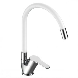 Изображение товара Смеситель Voda Tide TD519G для кухонной мойки, гибкий излив, цвет хром/белый