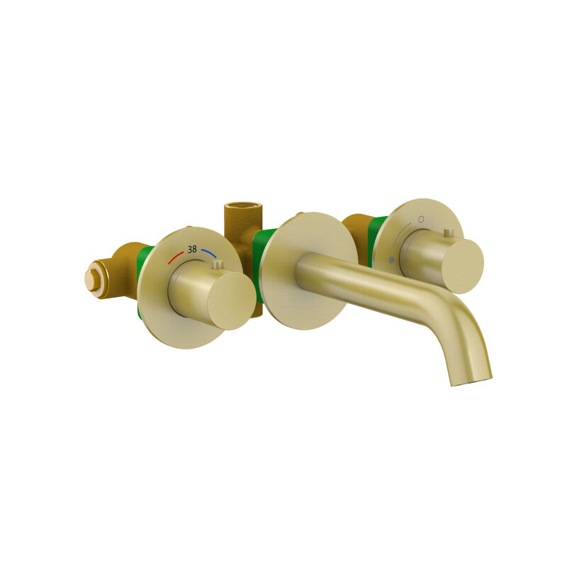 Изображение товара Смеситель для раковины Timo Saona 2381/17SM с термостатом, встраиваемый, золото матовое