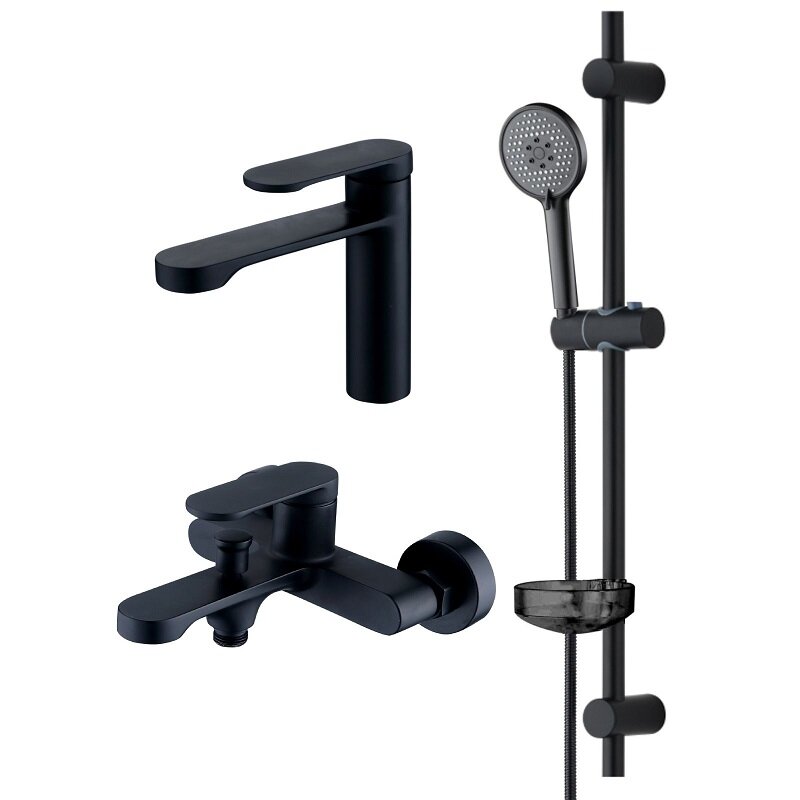 Изображение товара Комплект смесителей для ванны и раковины Orange Vesper M10-611b черный матовый 10 лет гарантии