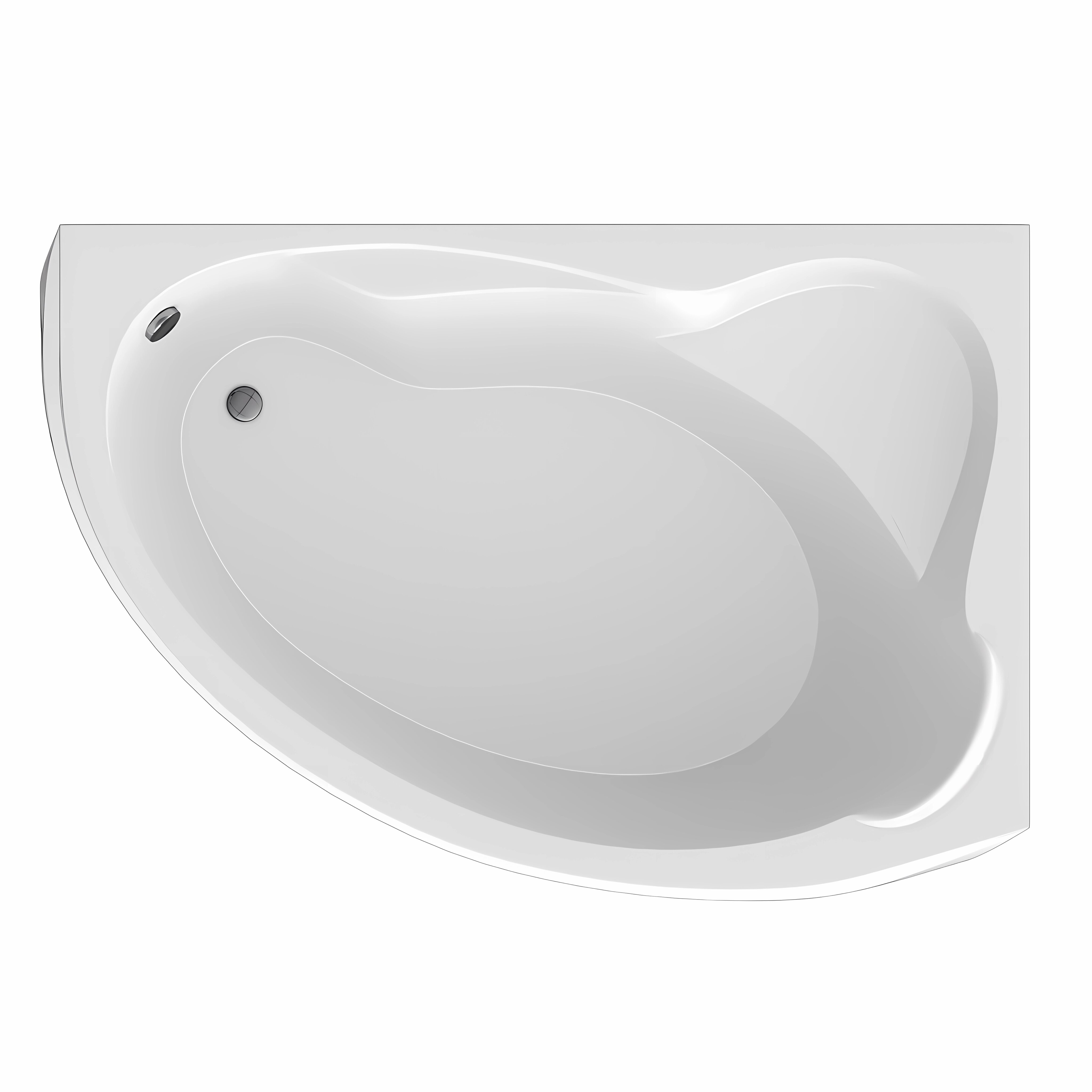 Изображение товара Угловая ванна 1MarKa Catania 160x105 см с каркасом и сливом-переливом