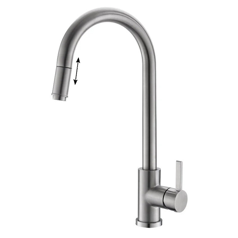 Изображение товара Смеситель для кухни Voda Vessel VSL519 с вытягиваемым изливом и нержавеющей сталью