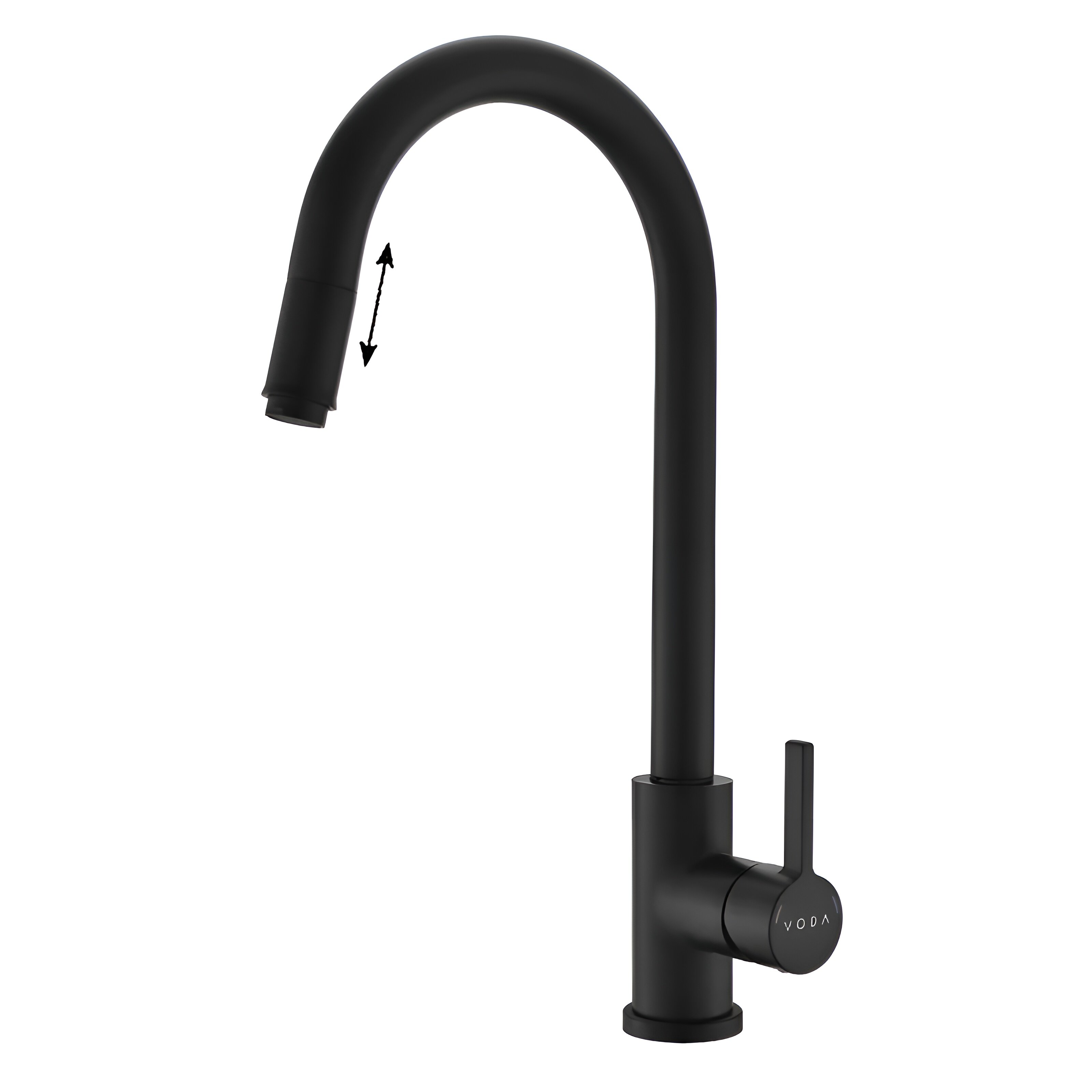 Изображение товара Смеситель Voda Vessel Black VSL519B для кухонной мойки, с вытягиваемым изливом, цвет черный Изображение товара Смеситель Voda Vessel Black VSL519B для кухонной мойки, с вытягиваемым изливом, цвет черный