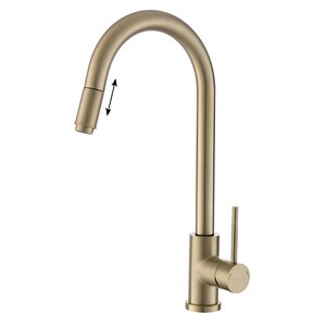 Изображение товара Смеситель для кухонной мойки Voda Vessel Gold VSL519G с вытягиваемым изливом и золотым покрытием