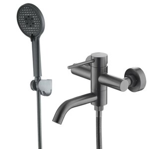 Изображение товара Смеситель Voda Vessel Gun Metal VSL54GM для ванны и душа, с душевым гарнитуром, цвет темно-серый