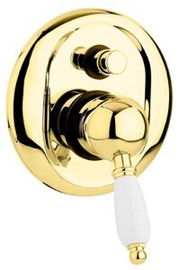 Изображение товара Смеситель для душа Cezares Elite-VDIM-03/24-Bi золото и белая ручка Италия