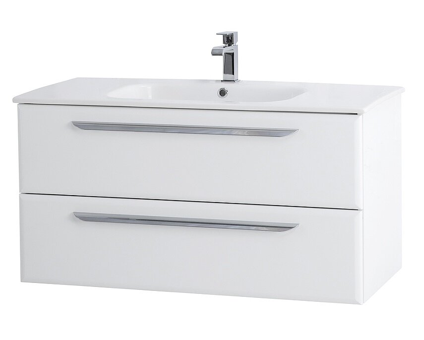 Изображение товара Подвесная тумба под раковину Cezares Eco-Cer-1000-2C-SO-BL 100 см белая эмаль