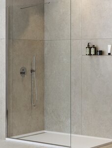 Изображение товара Душевая стенка со свободным входом Cezares Liberta-L-1-TB-140-C-Cr, 140 см, угловой кронштейн 70 см, стекло прозрачное, профиль хром