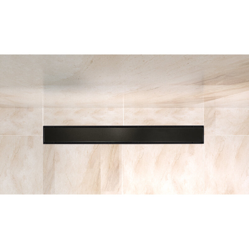Изображение товара Дренажный канал BelBagno Luce BB-LD-LUCE-90-NERO с решеткой под плитку 90 см черный матовый