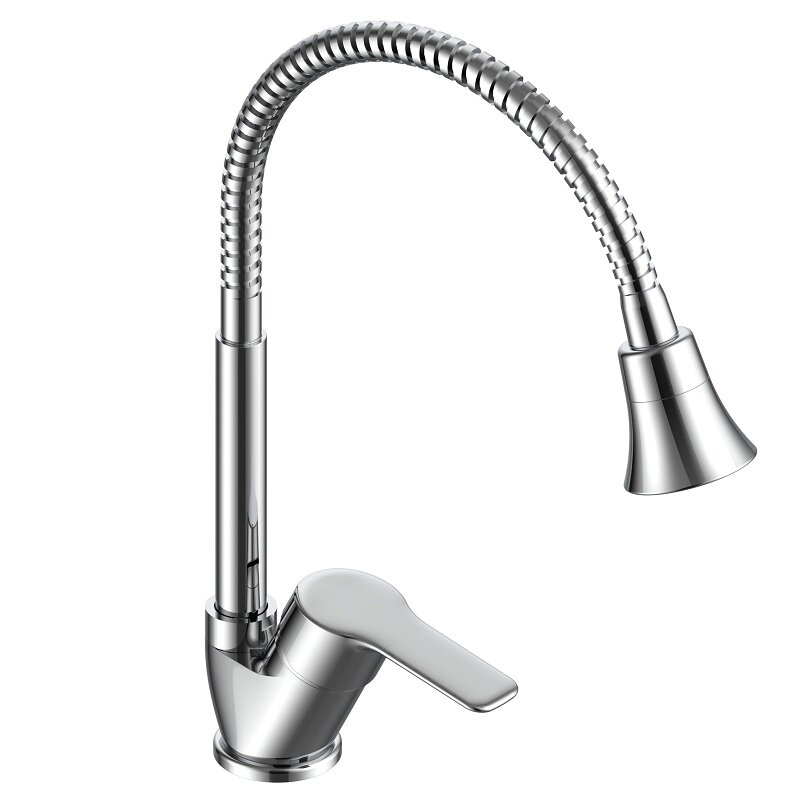 Изображение товара Современный кухонный смеситель Voda Wave WA519F с гибким изливом и хромированным покрытием
