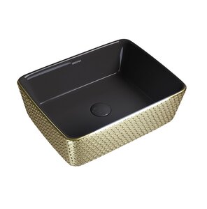 Изображение товара Раковина Grossman Color GR-3016GBR 48 см фаянс черный золотой стильная