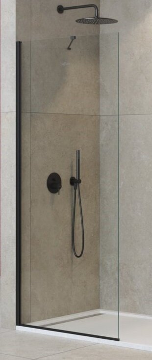 Изображение товара Душевая стенка со свободным входом Cezares Liberta-L-1-TB-85-C-NERO, 85 см, угловой кронштейн 70 см, стекло прозрачное, профиль черный матовый Изображение товара Душевая стенка со свободным входом Cezares Liberta-L-1-TB-85-C-NERO, 85 см, угловой кронштейн 70 см, стекло прозрачное, профиль черный матовый