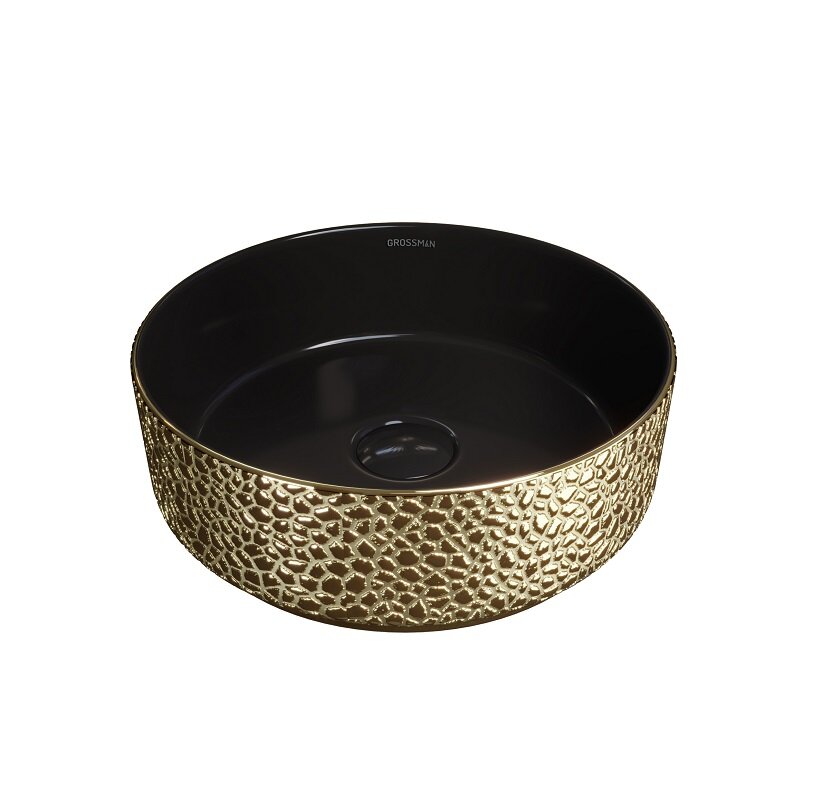 Изображение товара Раковина Grossman Color GR-5010GBL 35 см фаянс золото черный