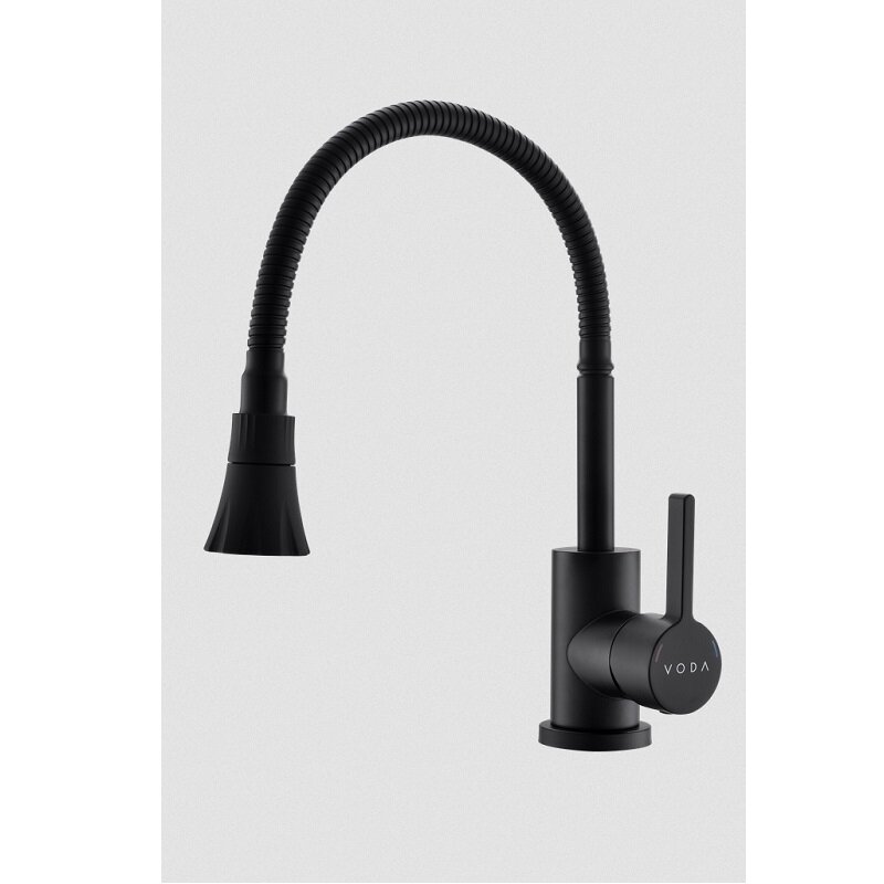 Изображение товара Смеситель Voda KF 36B для кухонной мойки, с гибким изливом, цвет черный