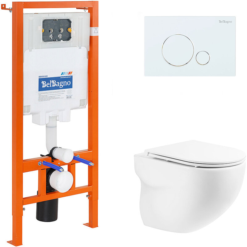 Изображение товара Инсталляция с унитазом BelBagno Onda BB066CHR/BB870SC с микролифтом и безободковой системой