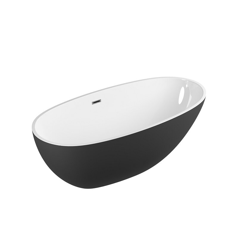 Изображение товара Акриловая ванна Grossman Fly 170x75 см отделностоящая с черной матовой внешней поверхностью