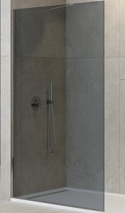 Изображение товара Душевая стенка со свободным входом Cezares Liberta-L-1-TB-120-GR-Cr, 120 см, стекло графит, профиль хром