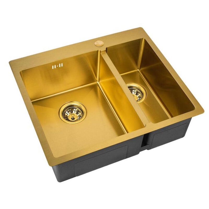 Изображение товара Кухонная мойка Zorg PVD SZR-59-2-51-L BRONZE/SZR-59-2-51-R BRONZE, 59 см, нержавеющая сталь, цвет бронза PVD, основная чаша слева/справа