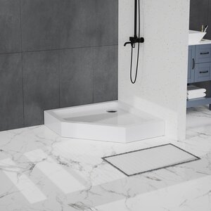 Изображение товара Душевой поддон BelBagno TRAY-BB-P-90-15-W, 90 x 90 см, акриловый, пятиугольный, с сифоном, белый